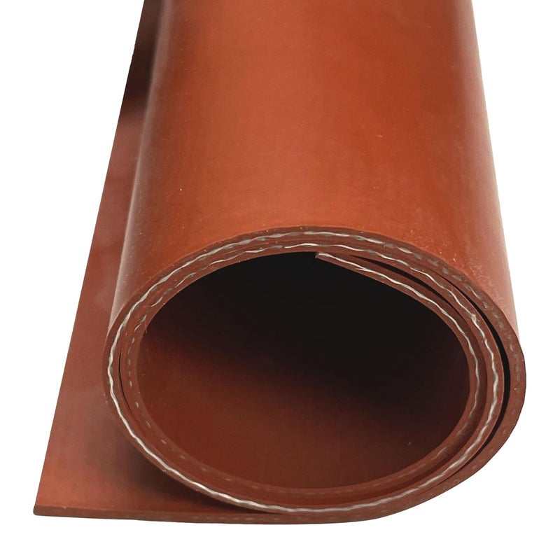 Exactly Rubber - Fiber Reinforced Silicone Sheet, 70A Durometer Silicone Mat, 500°F Temperature-Resistant Rubber Sheet, 1300 PSI Tensile Strength Rubber Mat, Made in The USA, Red, 1/32 x 9” x 36” - Image 1